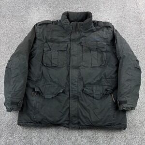 Eddie Bauer M65 Jacket Mens 3XL Black Goose Down Insulated Field Flannel Lined